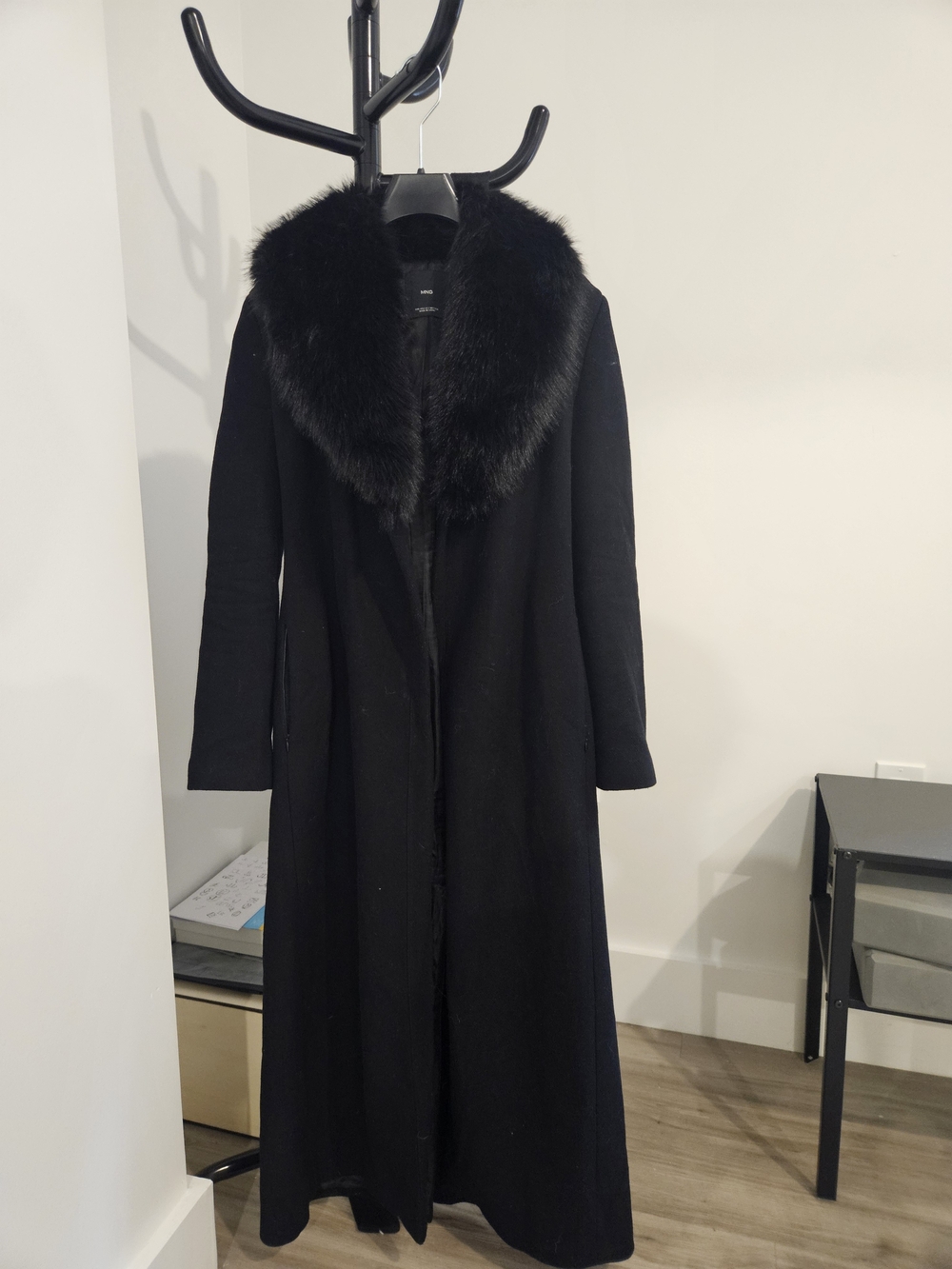Mango Trench Coat with Fur Collar